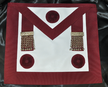 Provincial Stewards Apron [Rosettes] & Badge - Leather - Maroon - Click Image to Close